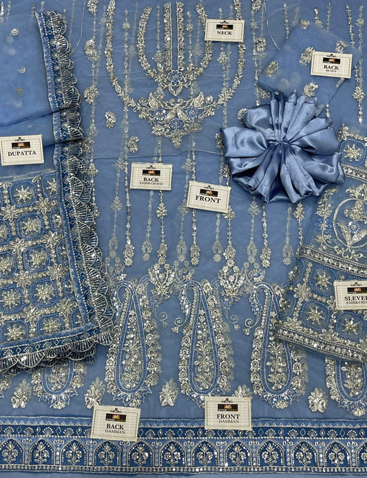 Afrozeh Soft Net Frock Wedding Season / Party Wear Frock 2025