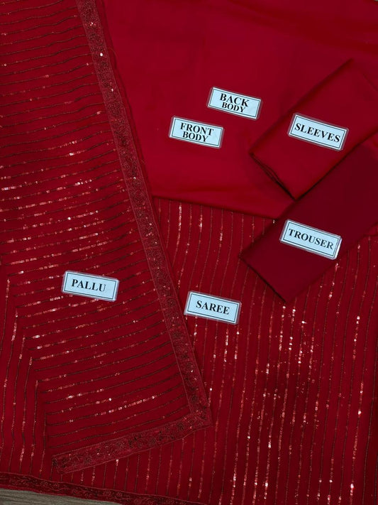 Saba Rajput Red Most Hit Saree Wedding Season / Party Wear 2025