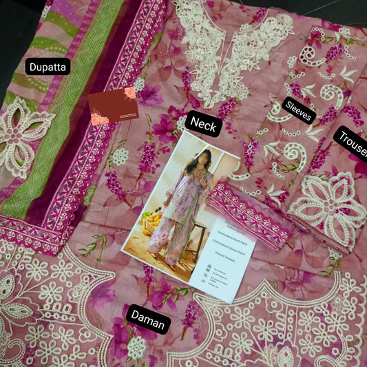 Crimson Wz 217 Premium Pure Lawn WIth Chiffon Emb Duppata 2025