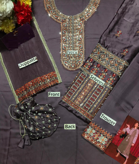 Hussain Rehar Most Hit Design With Clutch Pure Shamoz Silk 2025