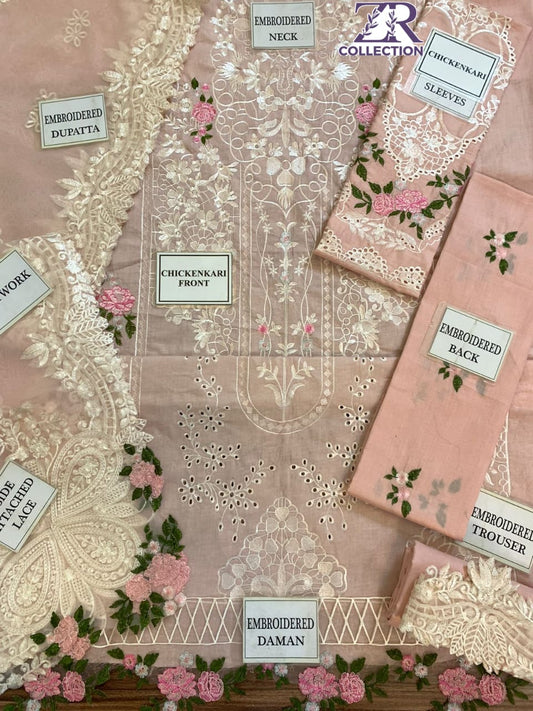 Elaaf Wz-76 Premium 100% Cotton Chikankari Dress 2025