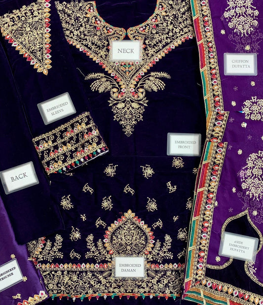 Jazmin Chandni Wz-06 Navy Beautiful Velvet Dress 2025