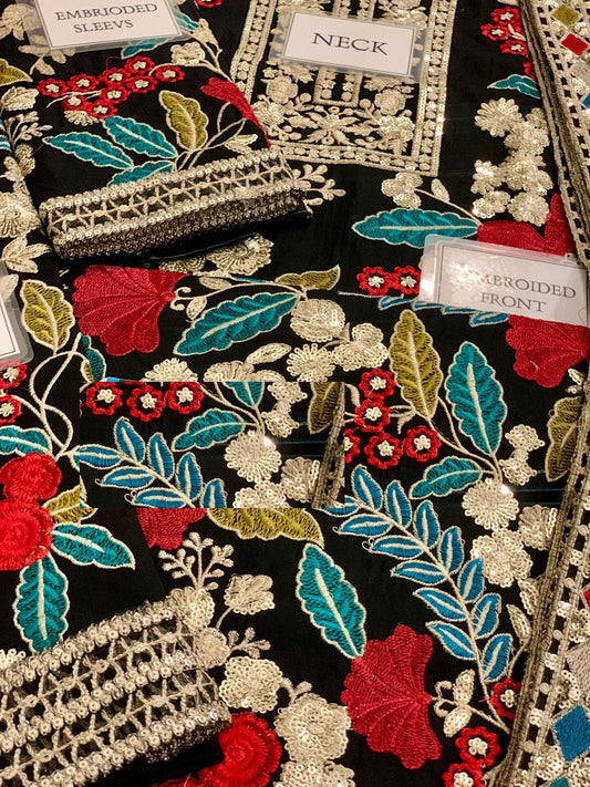 Haseen Mehnaaz Wz-09 Floral Velvet Dress 2025