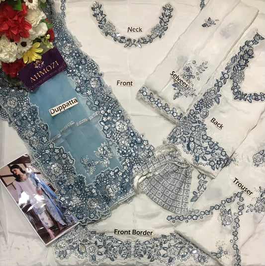 Hussain Rehar Wz-02 Sheesha Silk Heavy Adda Work With Clutch 2025