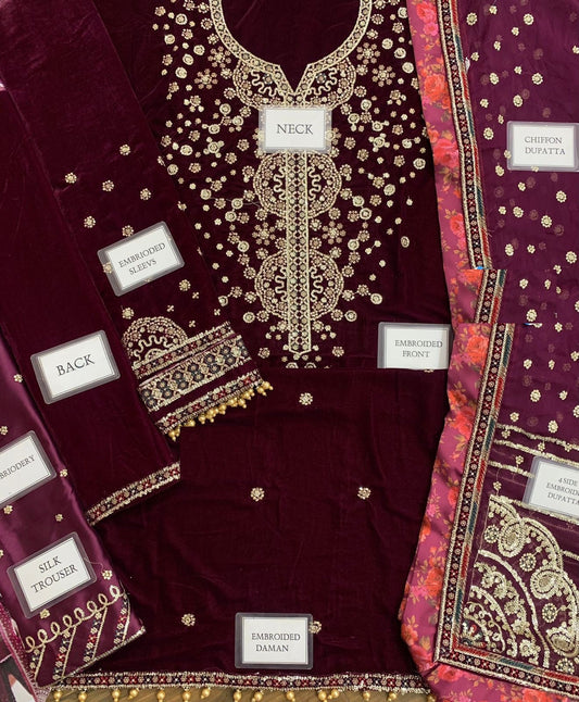 Jazmine Chandni Wz-3 Velvet With Charmause Silk Duppata Most Hot Demanded Dress 2025