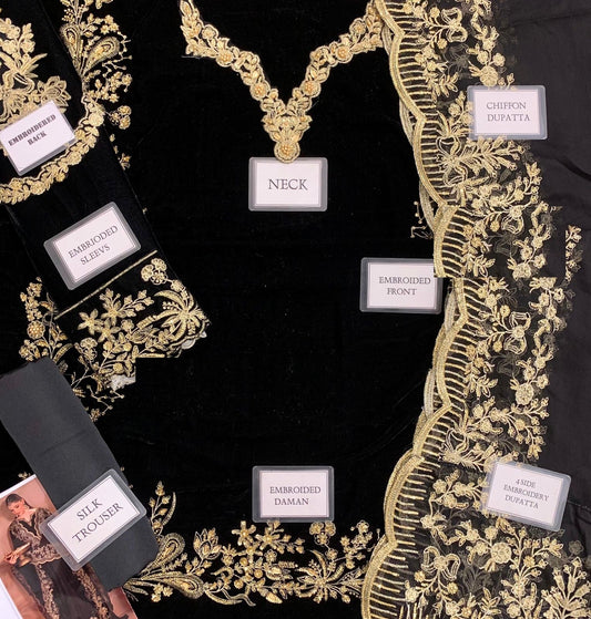 Iznik Wz-2 Black Gold Premium Velvet Most Beautiful Dress 2025