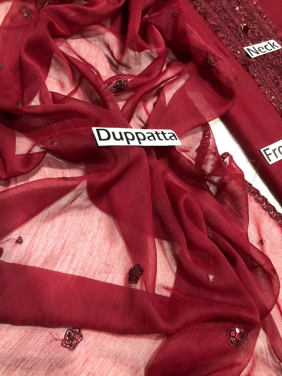 Baroque Wz-98 Pure Chiffon Most Demanding Design Red & Black