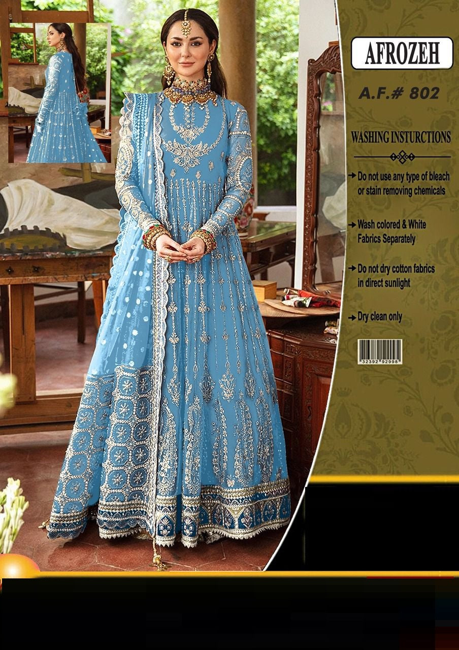 Afrozeh Soft Net Frock Wedding Season / Party Wear Frock 2025