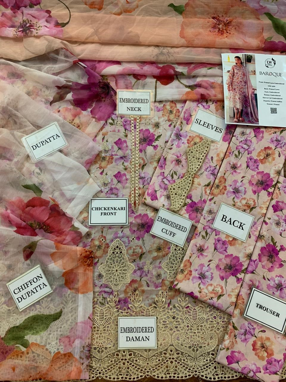 Baroque Premium Pure Lawn Dress Demanding Design 2025