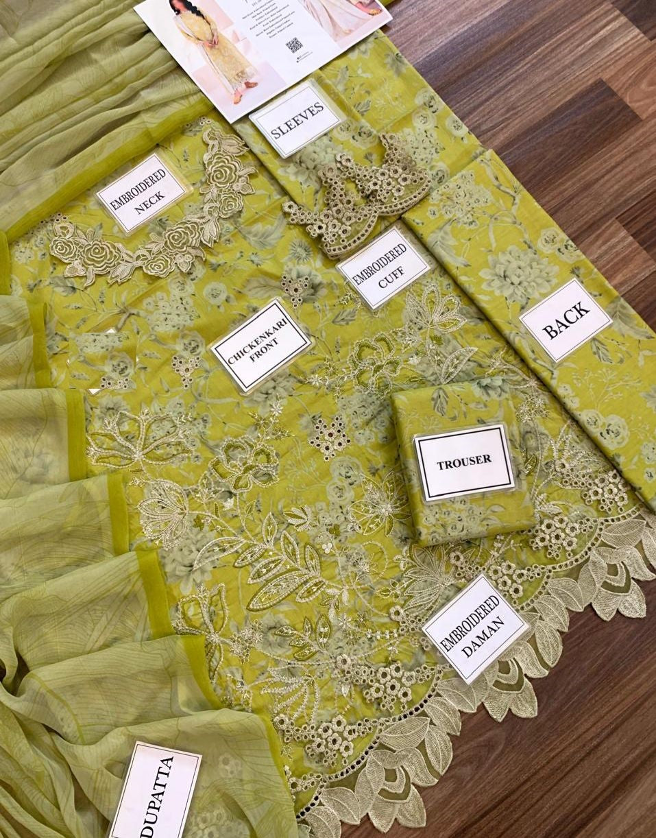 Iznik EFL-08 Premium Pure Lawn Dress Lemon Demanding Design 2025