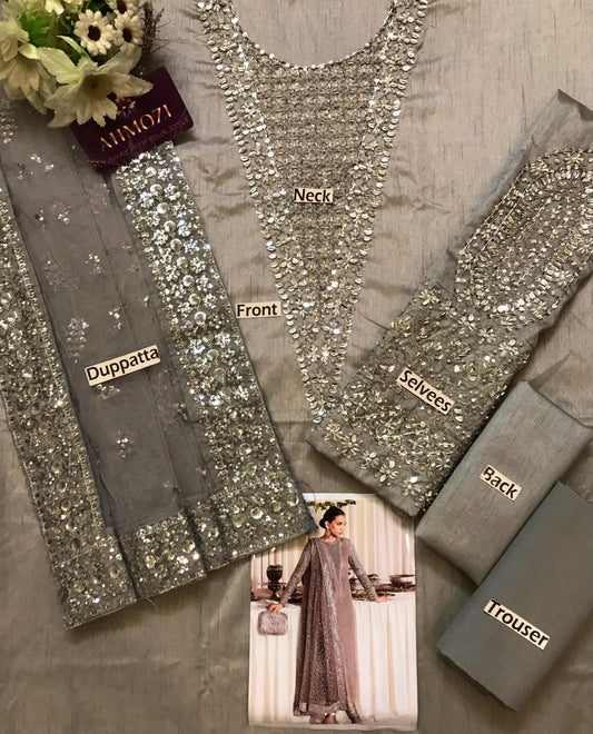 Hussain Rehar Pure Silk  with Soft Net Duppata 2025