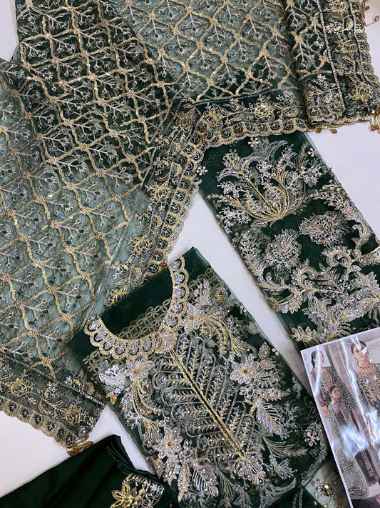 Gulaal Qayinaat Emb Bridal Soft Net Wedding & Party Wear Dress 2025