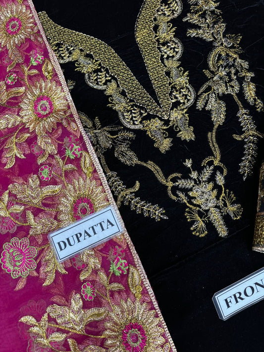 Ammara Khan Wz=021 Velvet Black Beauty  Wedding & Party Wear 2025