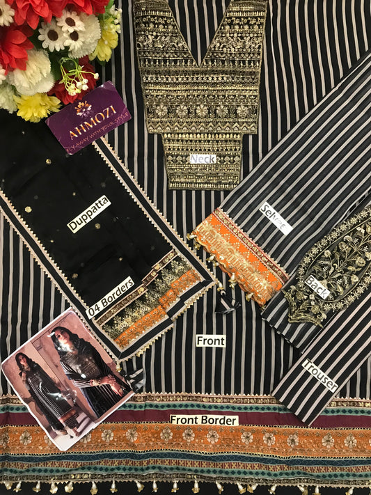 Charizma Luxury Wz-288 Printed Chiffon Emb Black Most Demanded Pakistani Dress 2025