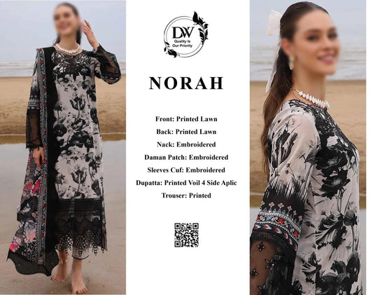 Norah Premium Lawn Dress With Voil Duppata 2025