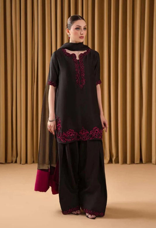 Ruby Black Red Wz-234 Raw Silk Dress 2025
