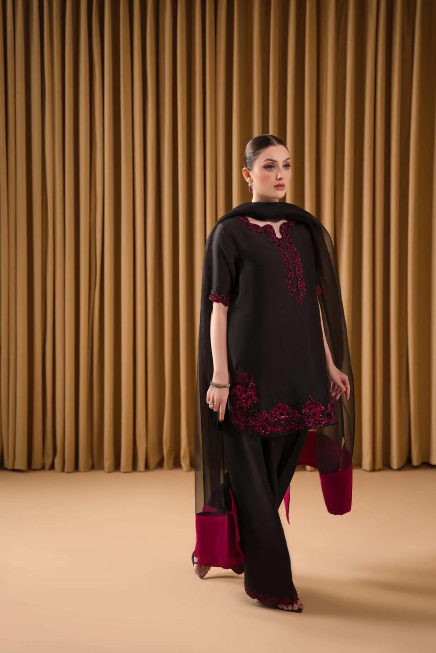 Ruby Black Red Wz-234 Raw Silk Dress 2025