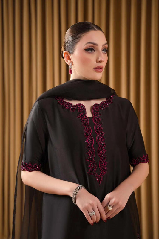 Ruby Black Red Wz-234 Raw Silk Dress 2025