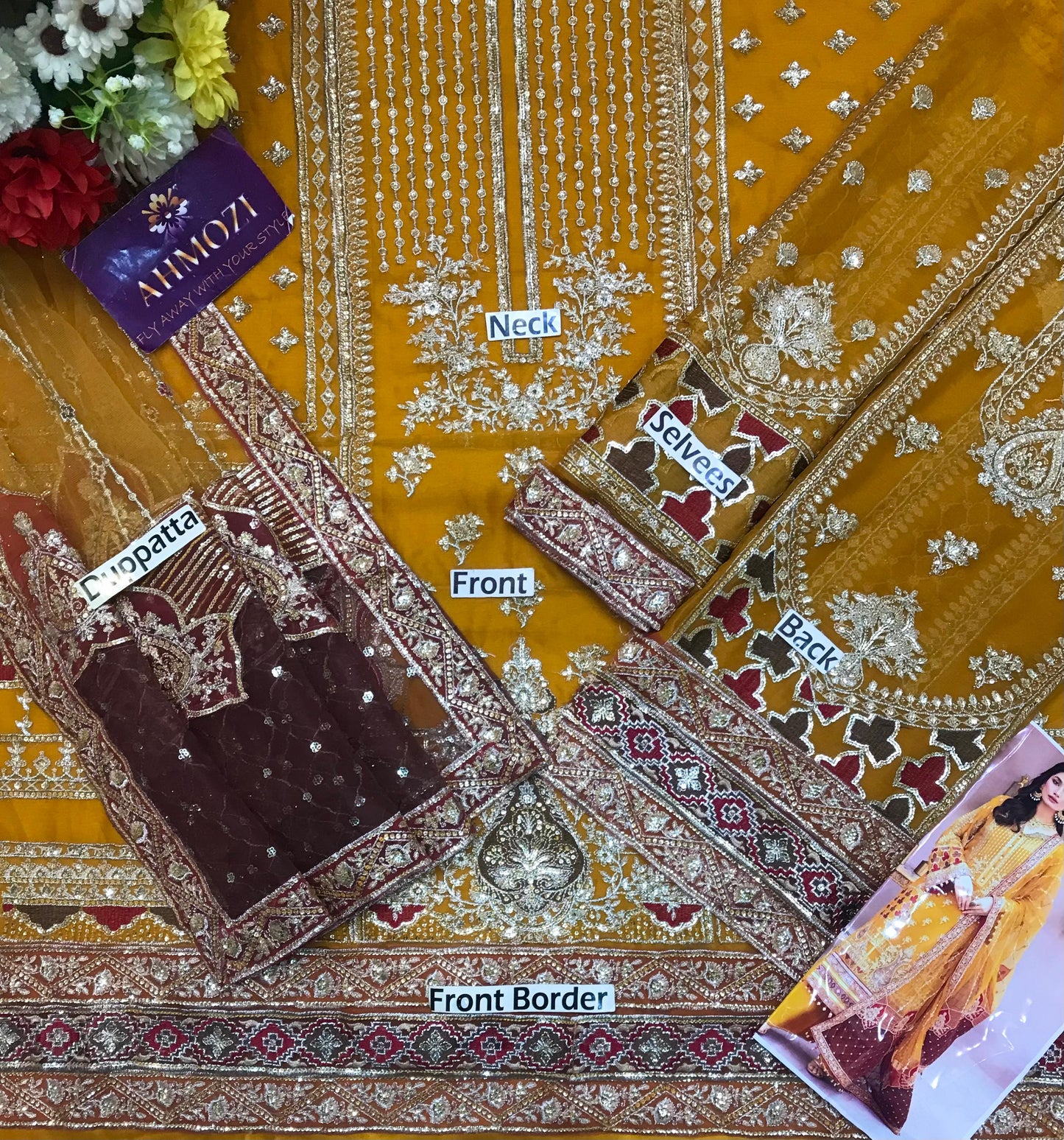 Adan Libas Wz 201 Yellow Chiffon Emb Dress 2025