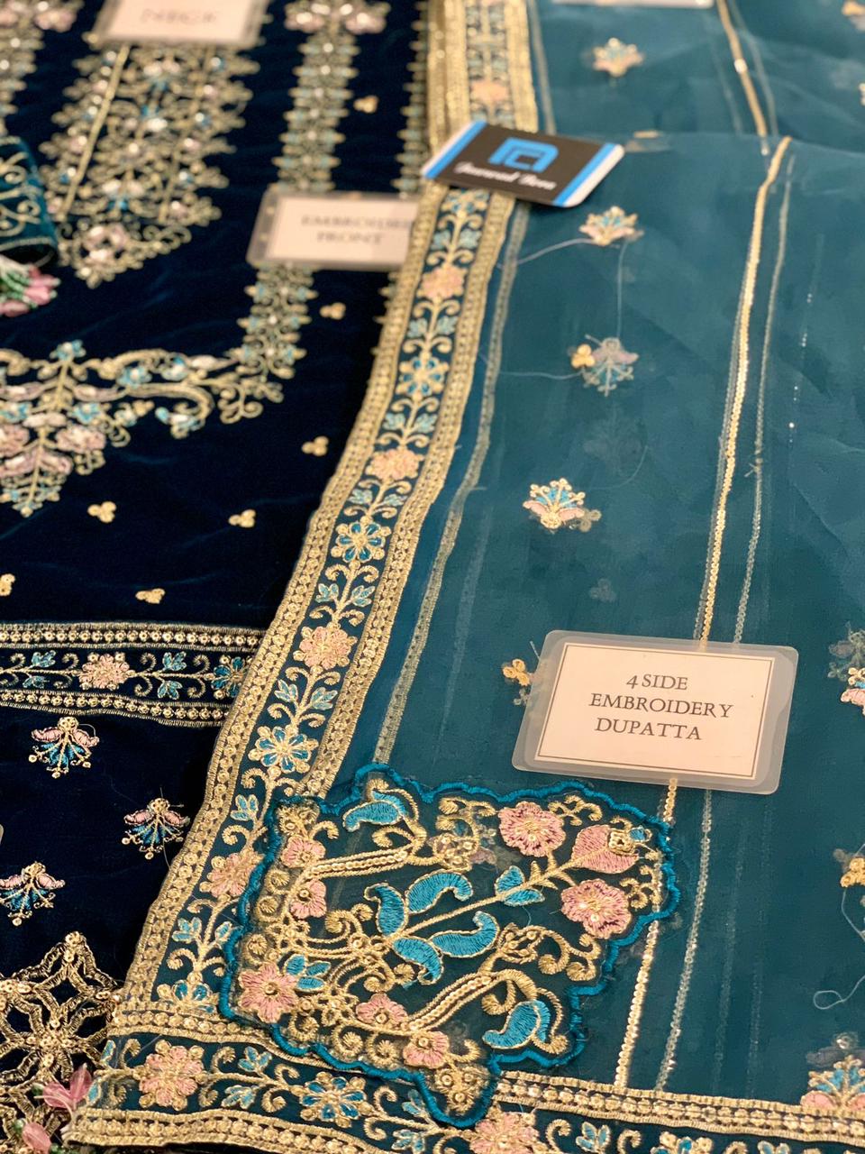 Emaan Adeel Eav-Meher Velvet Beautifull Navy Dress 2025