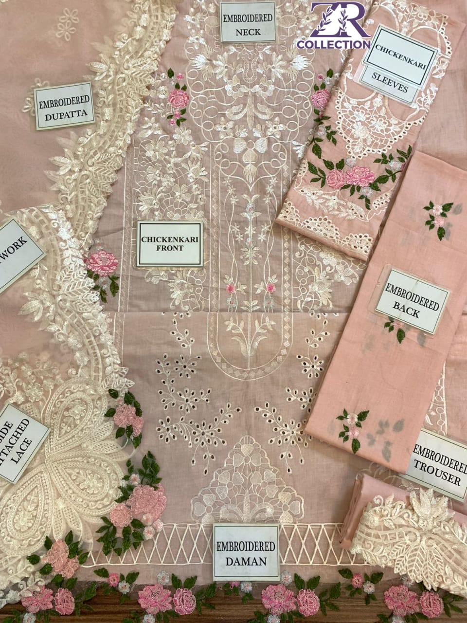 Elaaf Wz-76 Premium 100% Cotton Chikankari Dress 2025