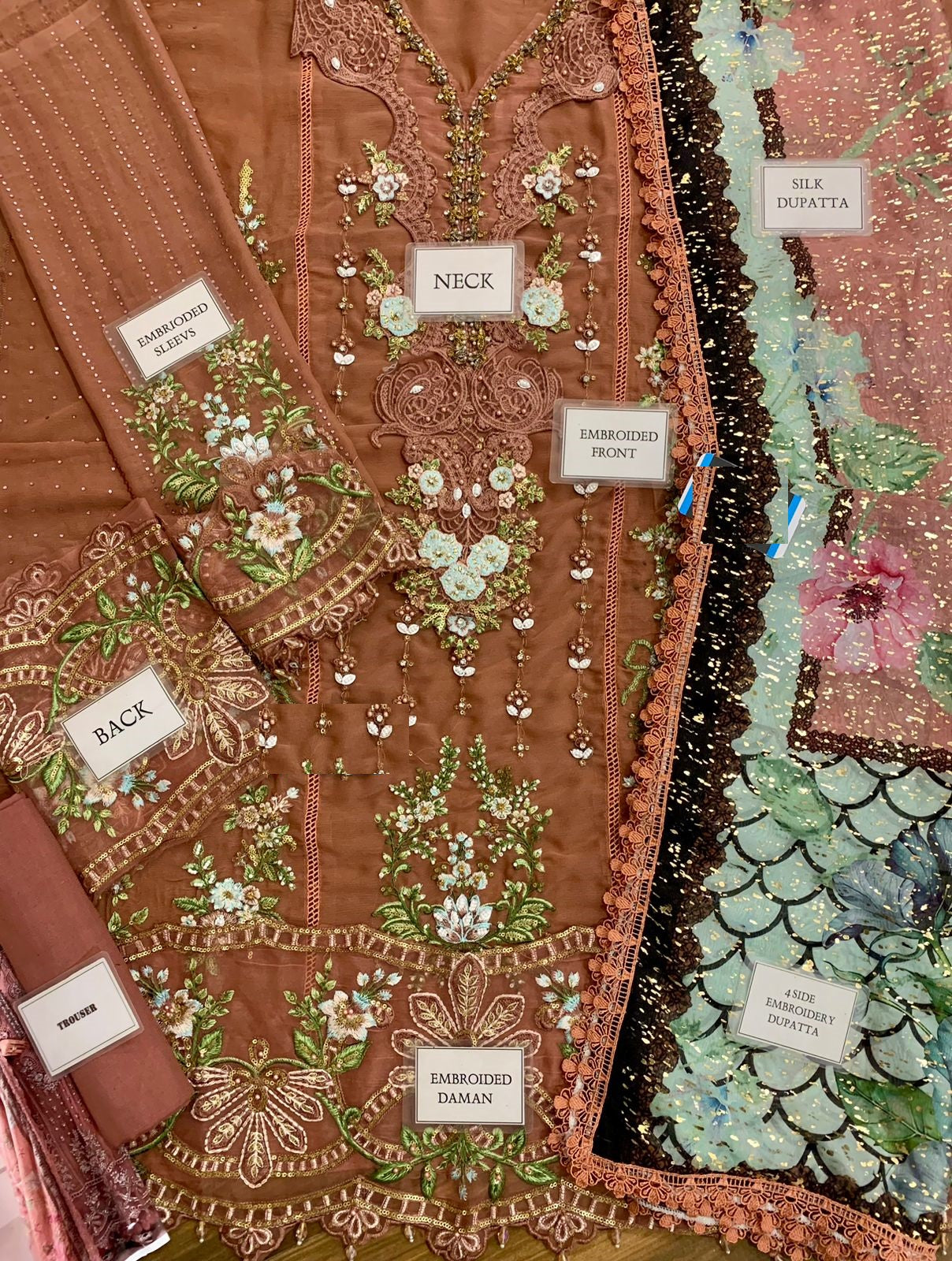 Maria b Wz-095 Tea Pink Chiffon Dress With Silk Duppata Formal & Wedding 2025