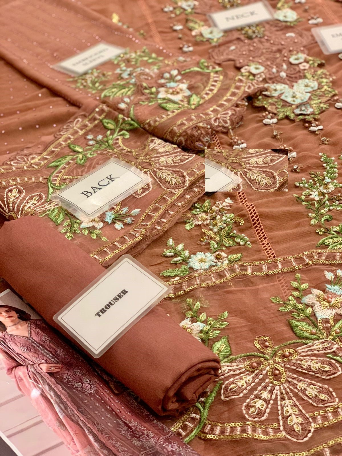 Maria b Wz-095 Tea Pink Chiffon Dress With Silk Duppata Formal & Wedding 2025