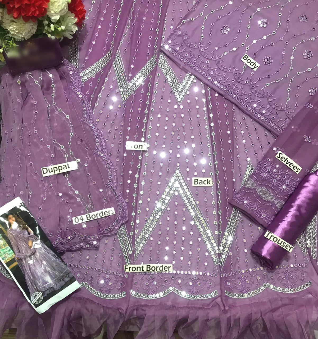 Asim Jofa Purple Maxi Frock Most Beautiful Chiffon 9mm Sequence Bridal 2025