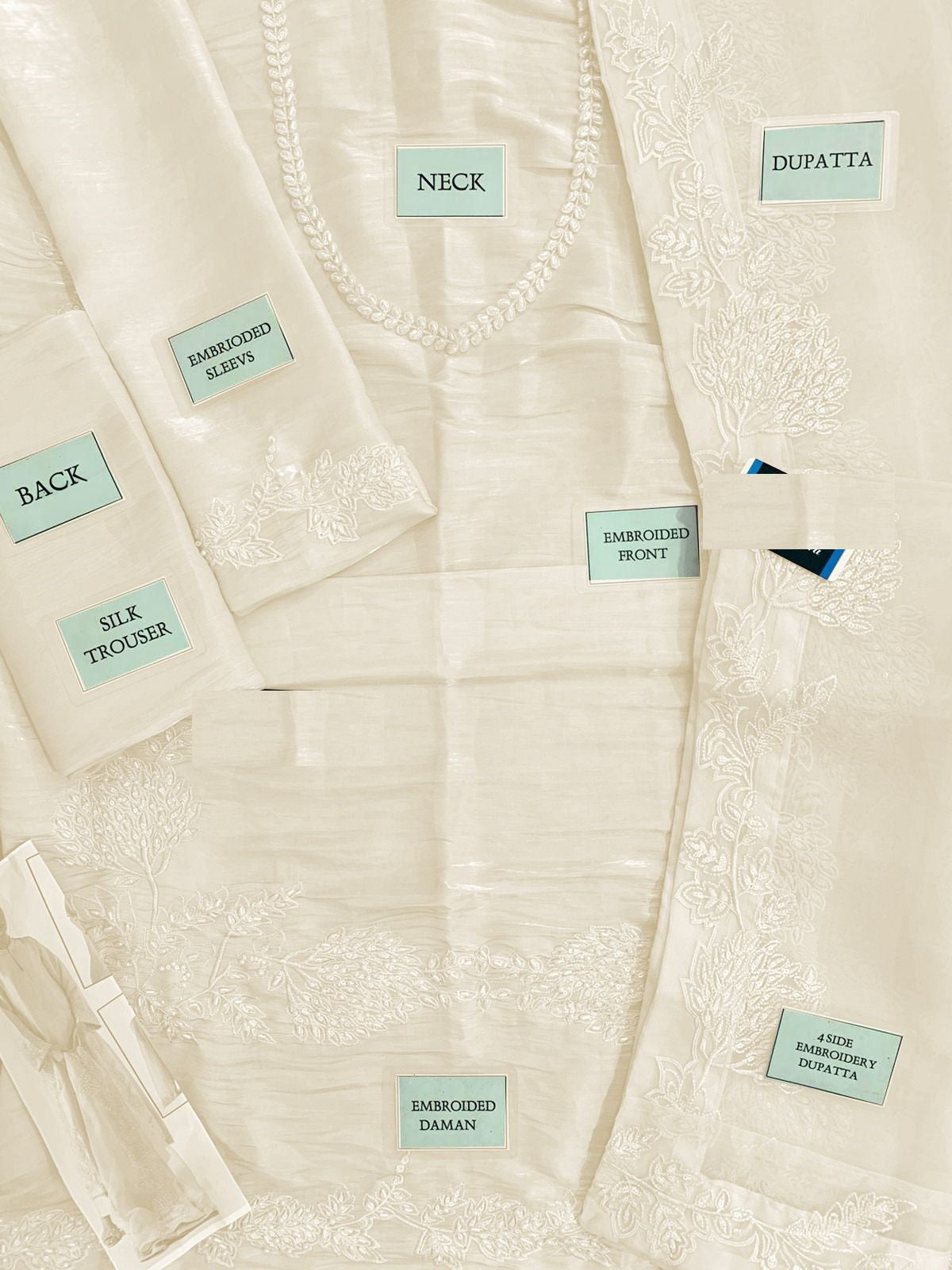 Zahvia Premium Pure Sheesha Silk Dress With Organza Duppata 25