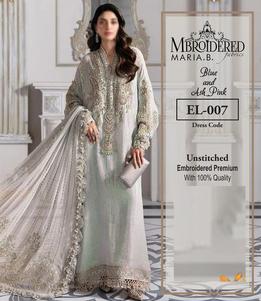 Maria b El-007 Most Beautifull Dress Full Adda Work Semi Pure Chiffon 2025