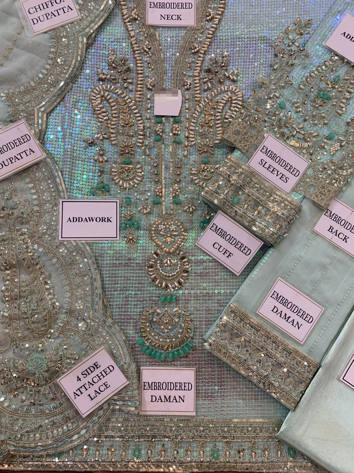 Maria b El-007 Most Beautifull Dress Full Adda Work Semi Pure Chiffon 2025