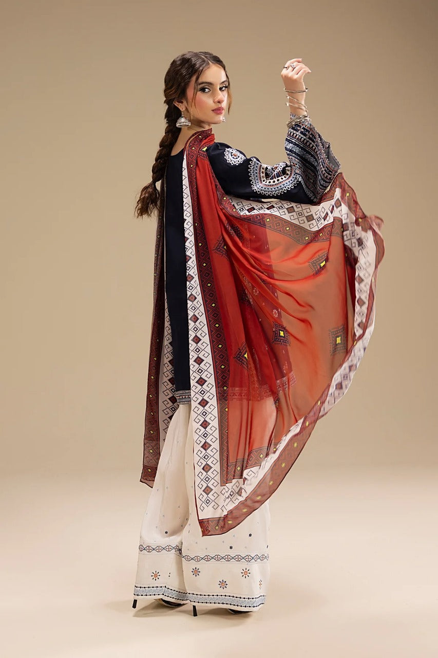 Erum Khan New Classy Wz-40 100% Cotton Emb With Dori SIlk Duppata 25