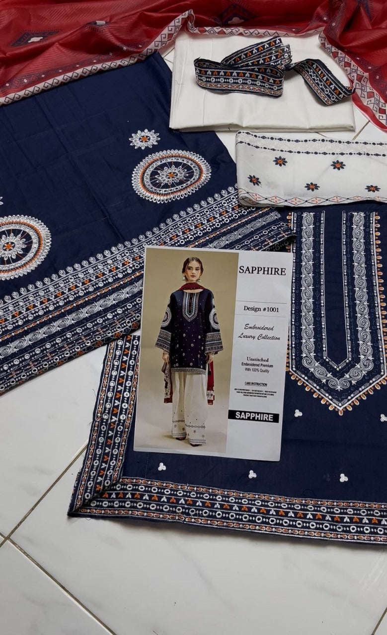 Erum Khan New Classy Wz-40 100% Cotton Emb With Dori SIlk Duppata 25