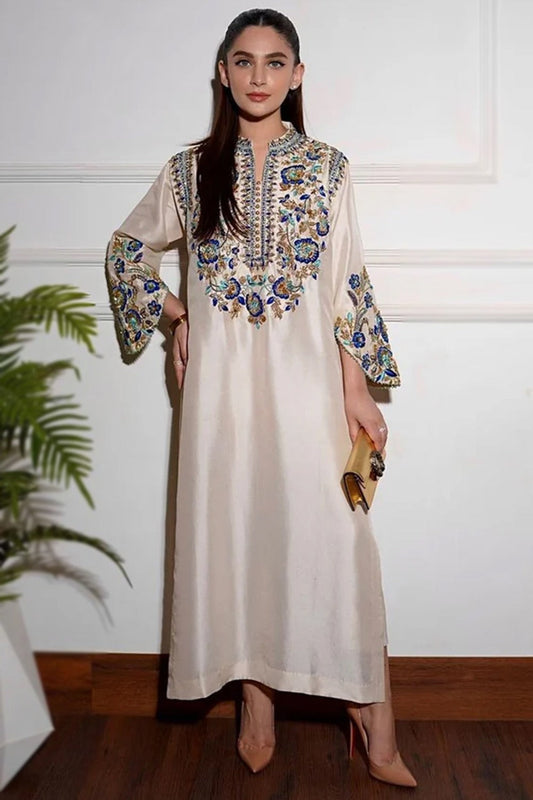 Alizay Saad Ivory Luxury Hand Embellished Raw Silk Formal Wedding Dress 25