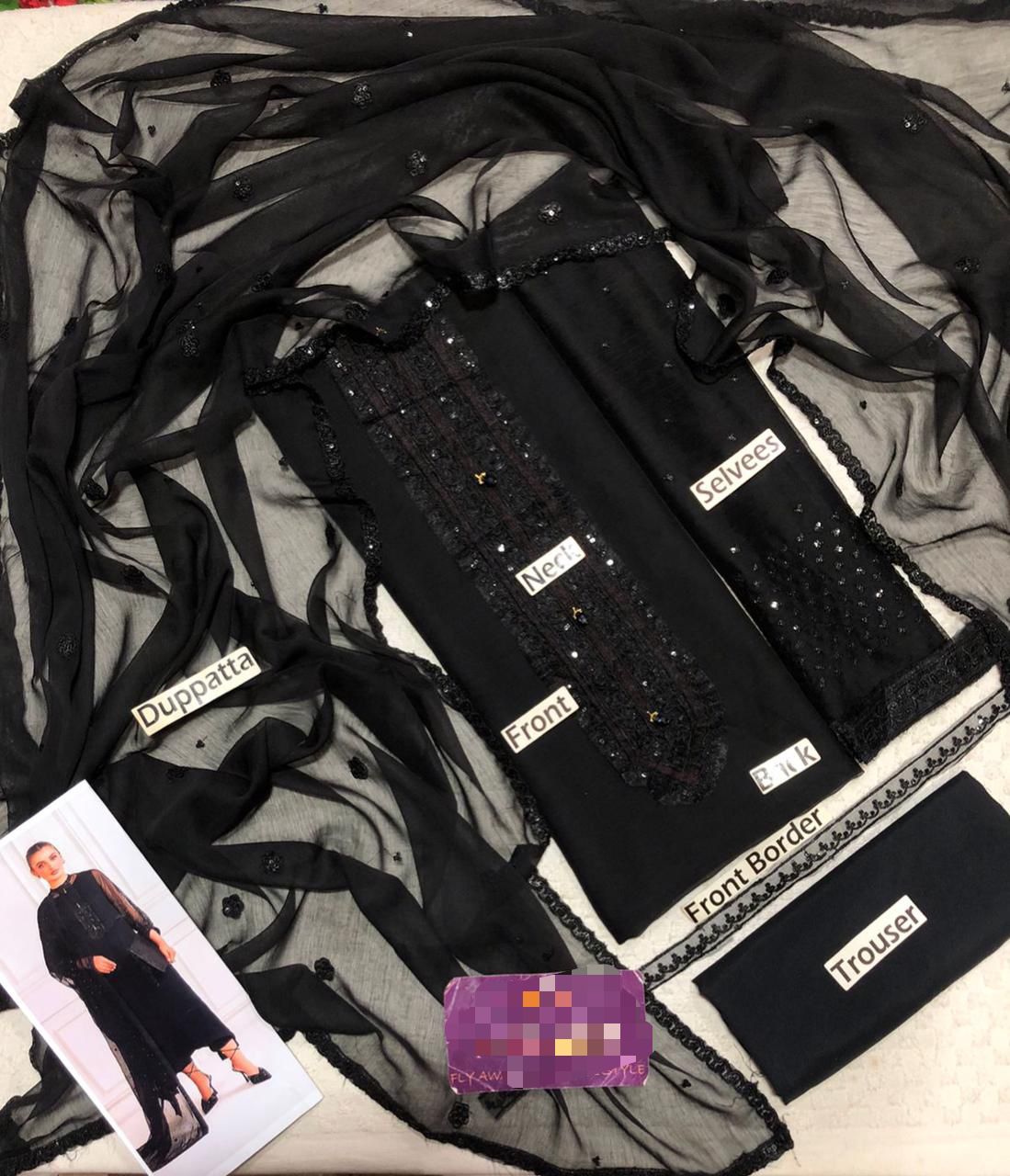 Baroque Wz-98 Pure Chiffon Most Demanding Design Red & Black