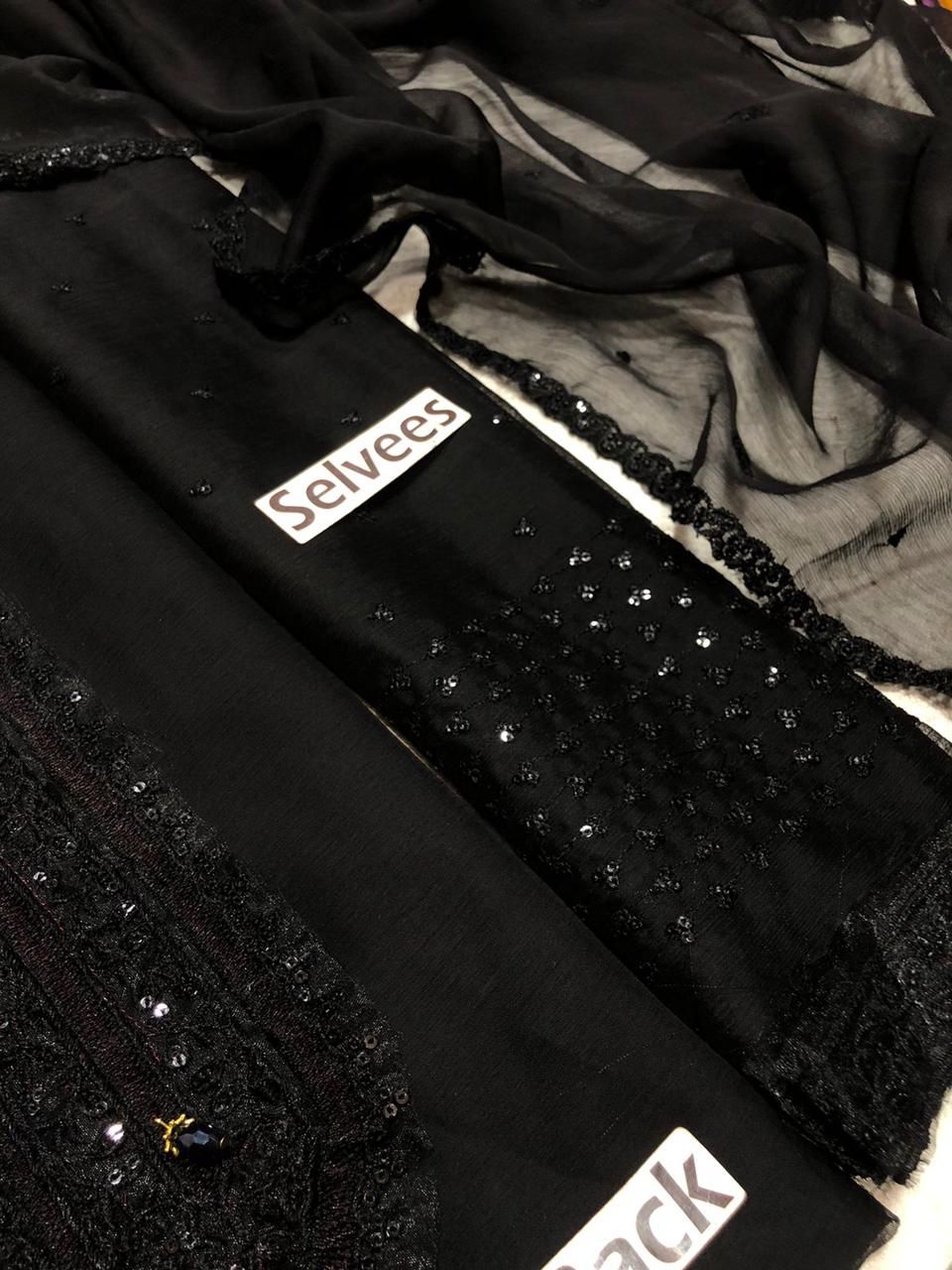 Baroque Wz-98 Pure Chiffon Most Demanding Design Red & Black