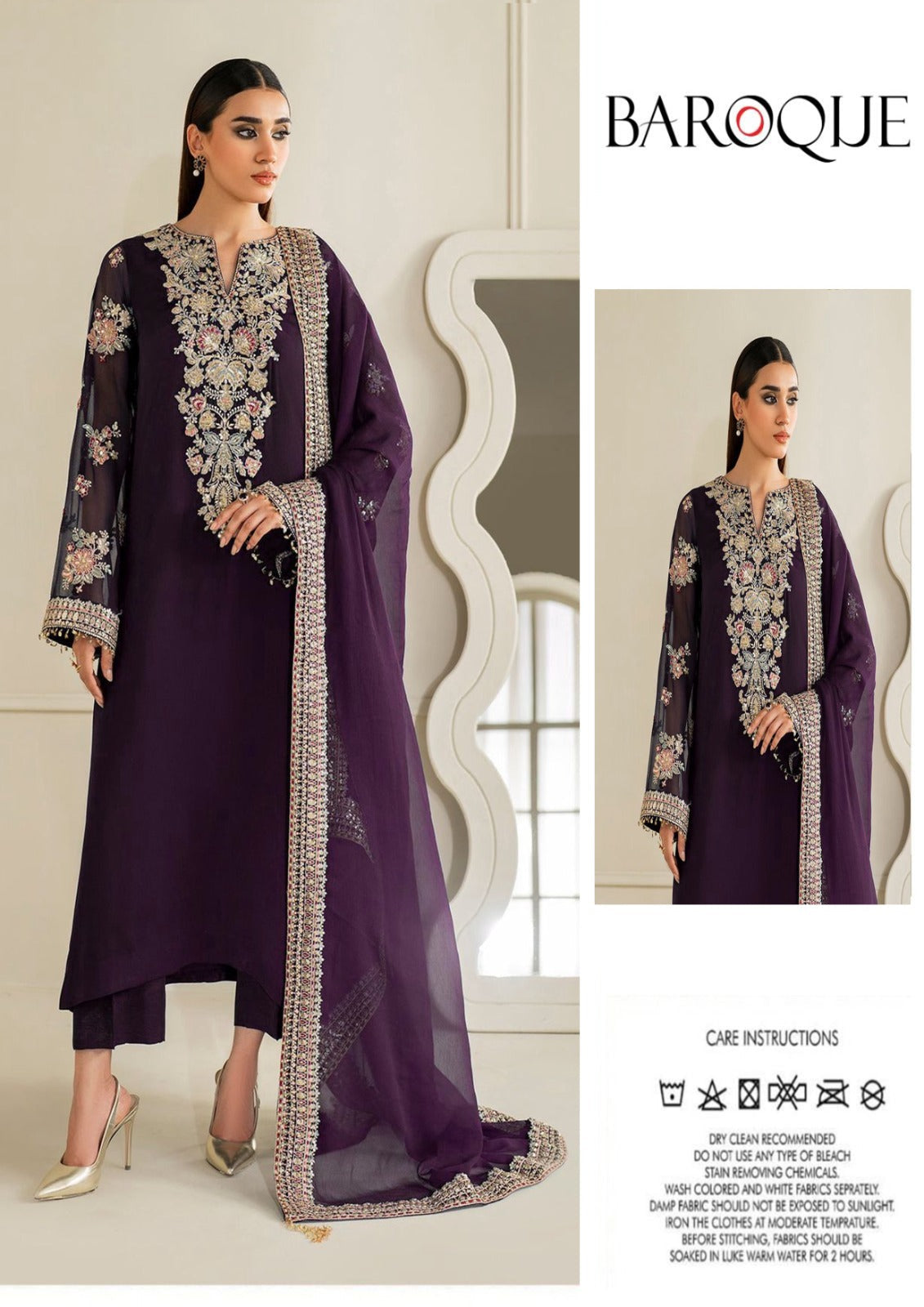 Baroque Wz-100 Pure Chiffon Most Demanding Design Red Purple n Zinc