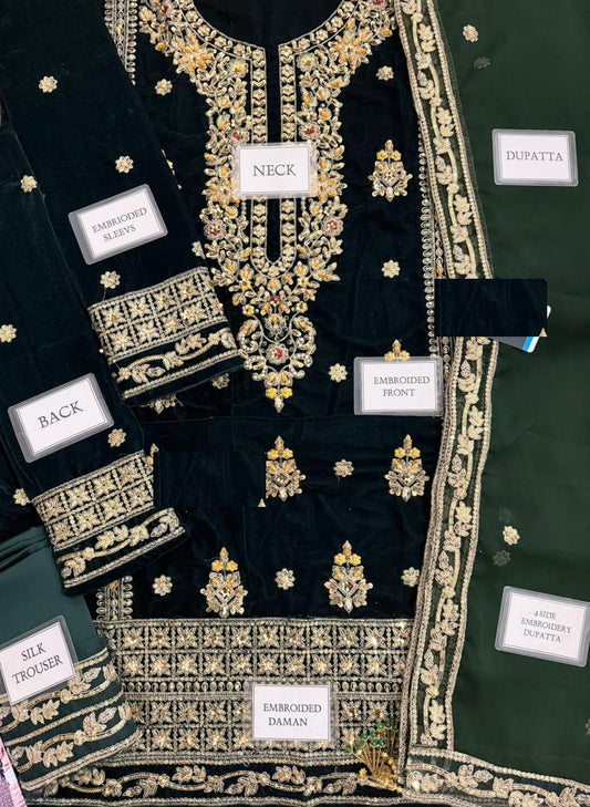 Haseens Khushrang Wz=09 Velvet Dress With Chiffon Duppata 25