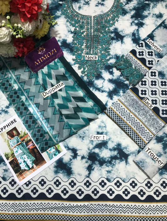 Sapphire Beautiful Design D-210 Luxury Pure Lawn Embroidered Dress 2025