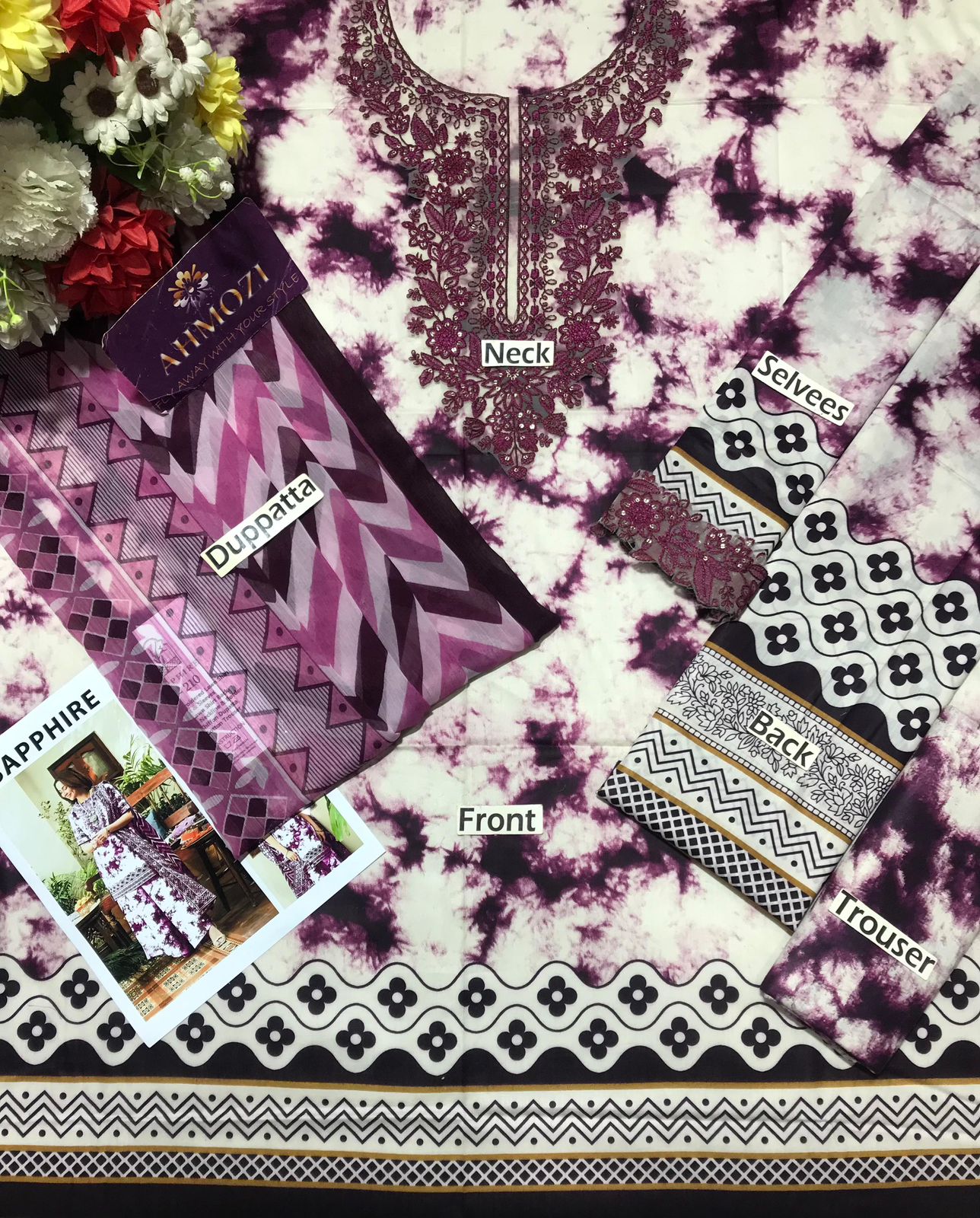 Sapphire Beautiful Design D-210 Purple Luxury Pure Lawn Embroidered Dress 2025